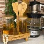 ست کفگیر چوبی بامبو پنج عددی پنسی پلاسکو