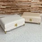 جعبه خیاطی مدل چرمی در دو رنگ سفید و کرم