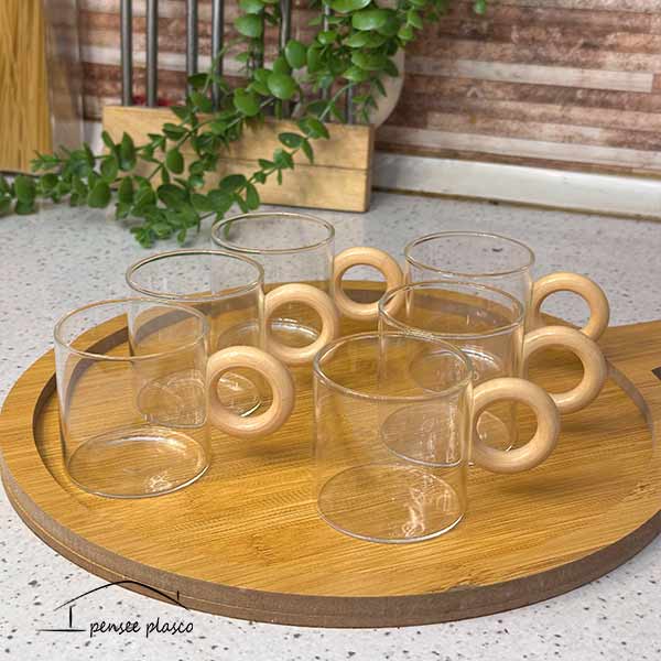 1-لیوان-پیرکس شات پیرکس دسته بامبو - Image 1