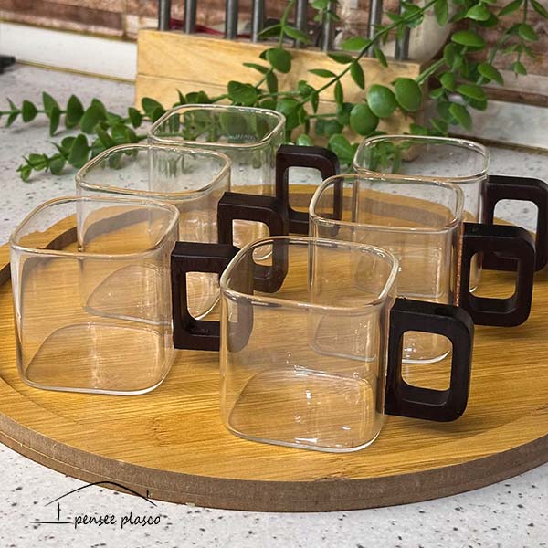 8-شات-پیرکسی شات پیرکس مربع دسته بامبو تیره - Image 1