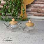 قوری زعفران پیرکس درب بامبو